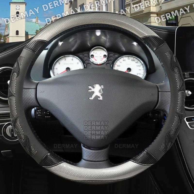 

for Peugeot 206 207 307 Fashion Car Steering Wheel Cover Silica Gel + PU Leather Non-slip Massage Auto Accessories Fast Shipping срібний