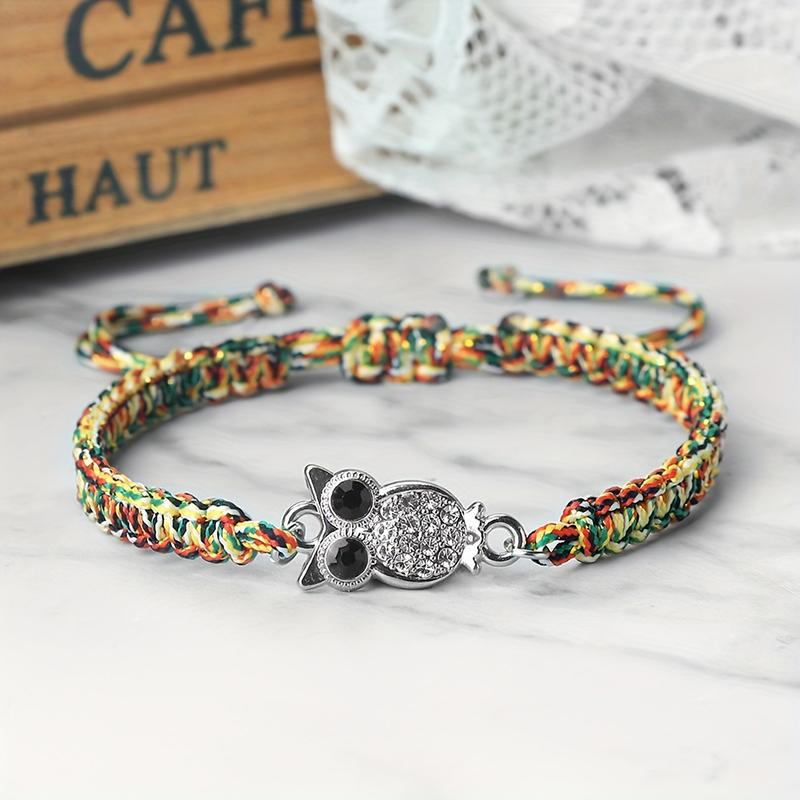 Women Men Handmade Braided Bracelets With Owl Pendant Lucky Rope Pray Friendship Wristband Jewelry Gift