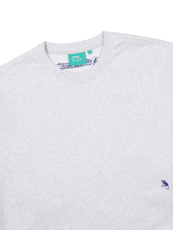 BBC EARTH Animal Embroidery Patch Sweatshirt_Melange Grey