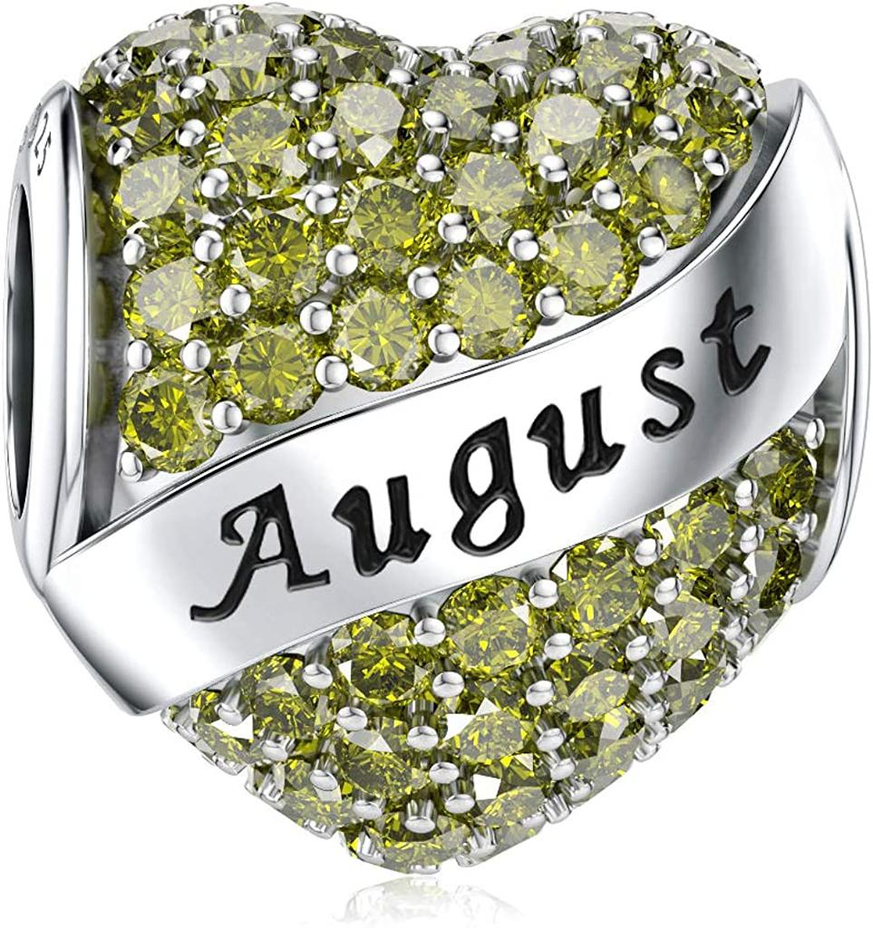 Authentic Copper Plated Twelve Month Birthstone Heart Eternity Decorative Charms Beads Pendant Charm Fit Original Fashion Bracelet For Women Jewelry