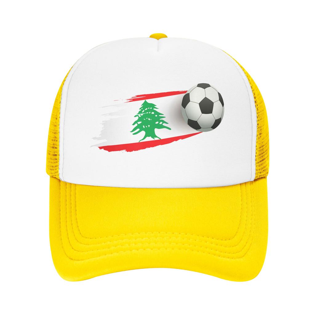 Lebanese Soccer Ball Lebanon Flag Mesh Baseball Caps Adult Outdoor Sun Hats  Dad Hat Breathable Summer Trucker Cap