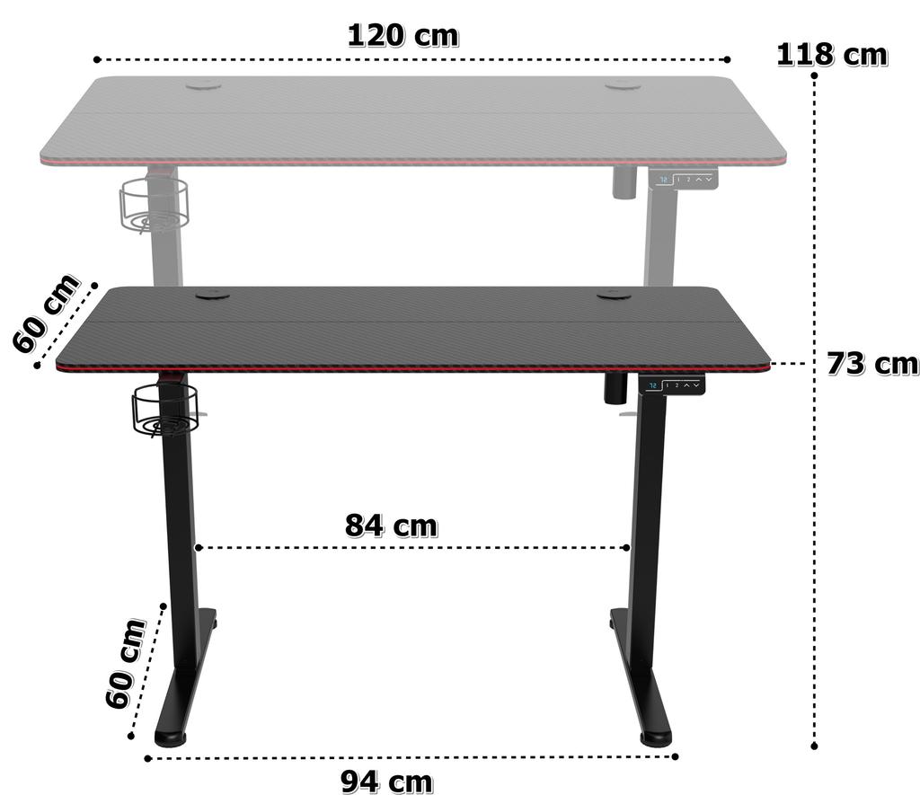 Shadow Gamer Electric Gaming Desk 2.0 LED RGB 120 Cm