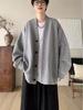 Men's Trendy V-Neck Waffle Knit Cardigan Hoodie - Spring/Autumn Casual Loose Fit Jacket