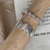 Geometric Style Adjustable Open Ring For Women Chic Minimalist Beaded Design In Silver Color Perfect For Fashionable Commute 2023 Winter Collection