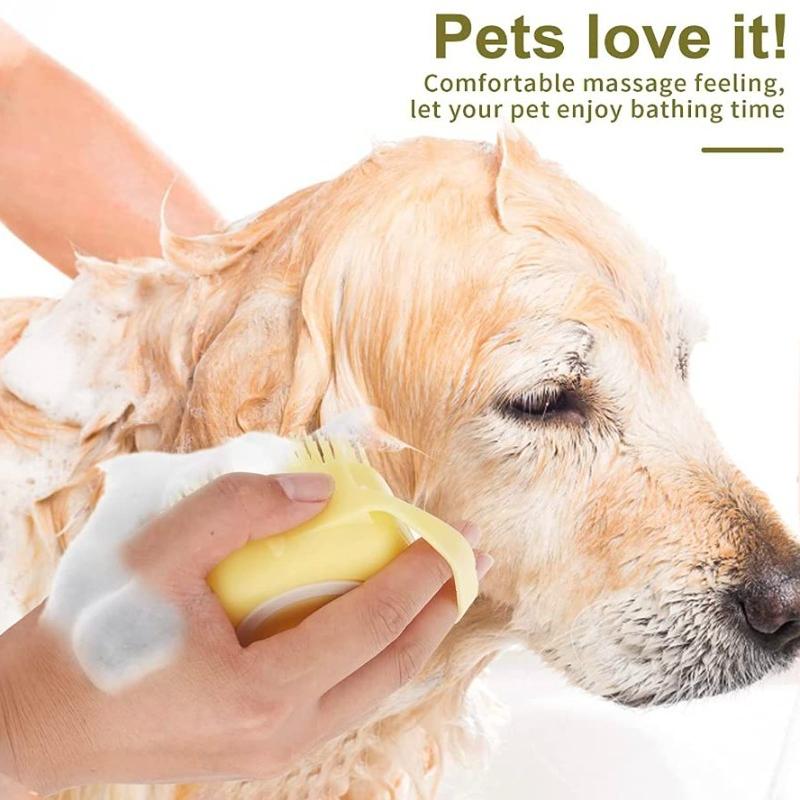 Non-toxic Pet Bath Brush with Massage Bristles, Detachable Design, Built-in Storage, Suitable for Cats and Dogs