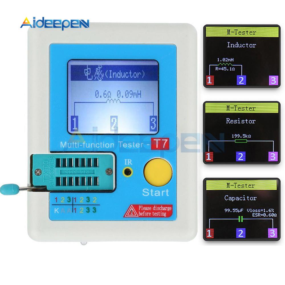 LCR-T7 T7 Transistor Tester TFT Diode Triode Capacitance Meter LCR ESR Meter NPN PNP MOSFET IR Multifunction Tester Multimeter