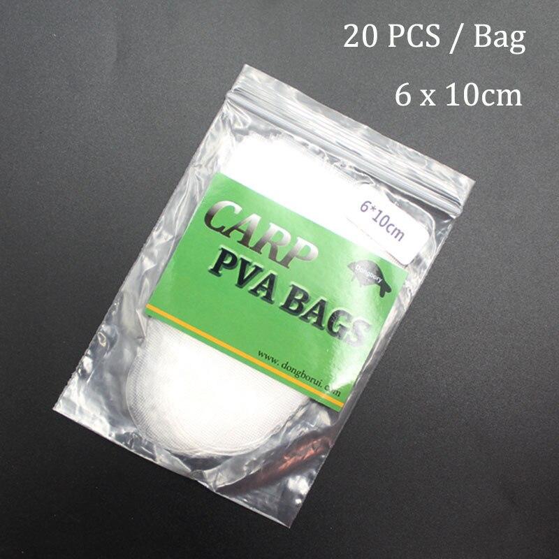 20PCS Carp Fishing Accessories Tackle Cone Shape PVA Bag with String Line Mesh Dissolving PVA Filament Feeder Fishing