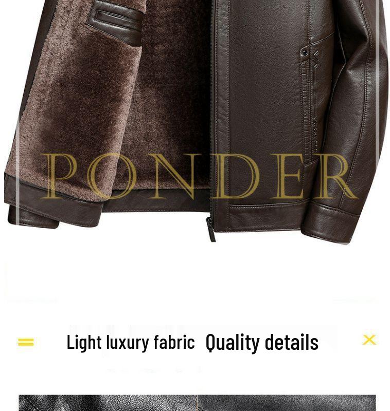 Hochwertige Herren Leder Winterjacke 2025 - Verdickter Samt für Mittelalte & Ältere