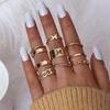 Fashion Hollow Butterfly Joint Ring Chain Open Double Layer 9-Piece Set Ring Women