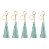 [uxcell] 5-Piece Set Leather Keychain Tassel for Women's Bag Decoration with Lobster Cross Key Ring for Handbags and Wallets, DIY Crafts, and Peacock