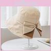 Korean Dual Color Back Split Butterfly Knot Fisherman Hat Damson Tiktok Flat Top Wide Brim Sun Hat Sunscreen Cap Female
