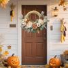 handmade Artificial Flower Wreath For Door Hanging Fake Flower Plant Wedding Pendant Garland Thanksgiving Wall Decoration 40cm