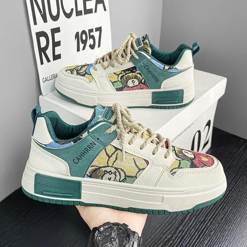 Pánské plátěné boty Nové Tenisky na platformě Trendy Šněrovací boty Bear Skate Muži Street Univerzální Boty pro volný čas Tenis Masculino