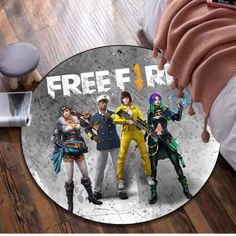 1Pc  Free Fire Circular Print Rug - Home Decoration Carpet For Living Room Bedroom Flooring Computer Chair Area Rug