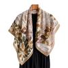 Korean Version of Landscape Square Scarf Cotton and Linen Feeling Simulation Silk Versatile Herringbone Pattern Velvet Shawl Scarf Printed Headscarf S