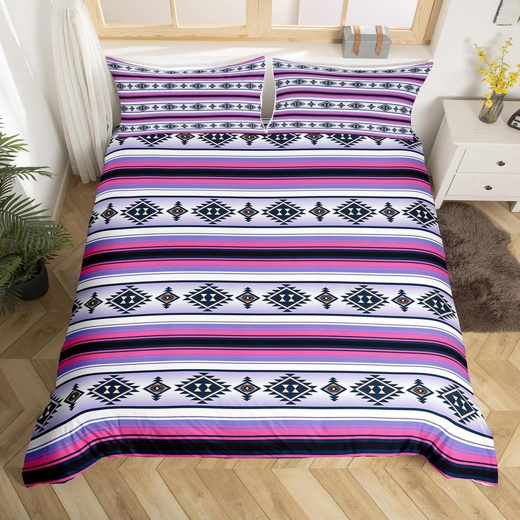 Southwest Tribal Aztec Duvet Cover Set Bohemian Twin Queen Bedding Sets Ethnic Mexican Geometric Diamond Stripe Comforter Cover