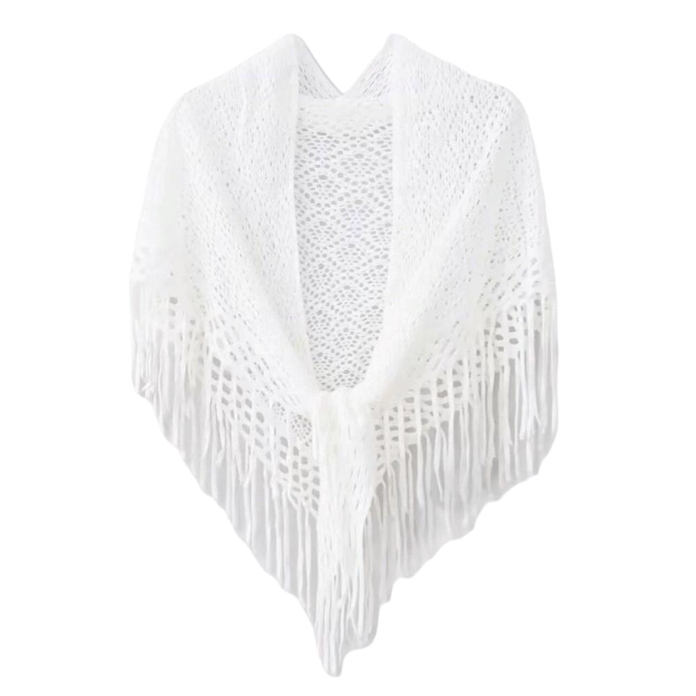Handmade Tassel Scarf Hollow Fringes Wraps Creative Women s Shawls  Girl белый