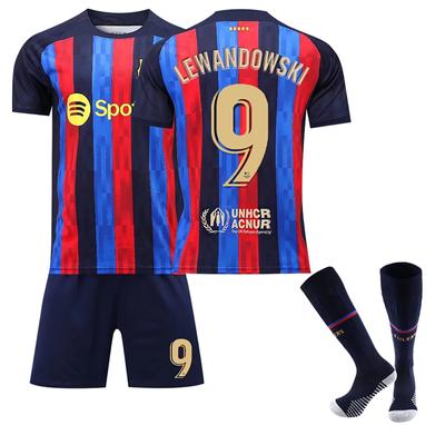 22/23 Barcelona Home Dresy Lewandowski Sada dětských fotbalových uniforem