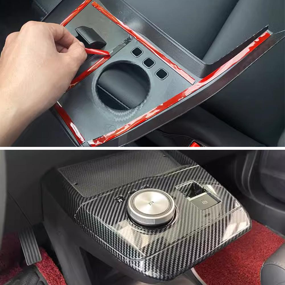1PC Carbon Fiber Car Center Console Cover Trim Gear ShiftsPanel Frame Sticker for MG4 EV Mulan F19A  2023