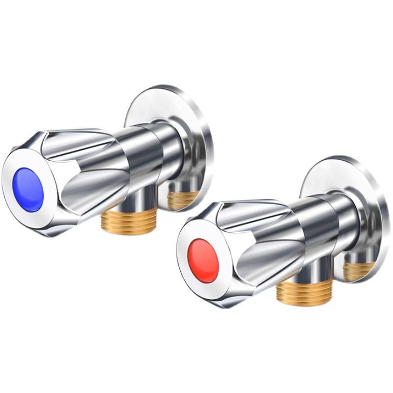 All-Copper Triangular 4-Point Valve: 304 Stainless Steel, Hot/Cold Water Heater, Three-Way Inlet, Dual Outlet Stop Valve