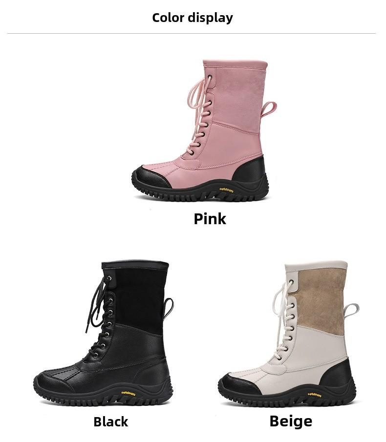 Women's Winter Snow Boots: Velvet-Lined, High-Top, Trendy, Warm Outdoor Footwear.