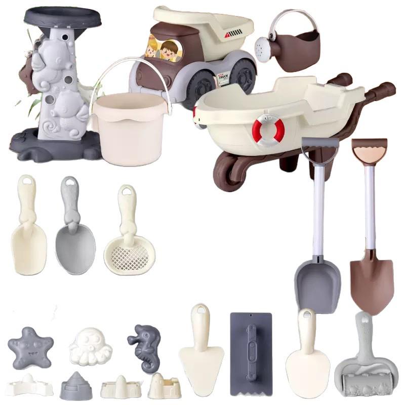 Interactive Educational Beach Toy Set: Ocean Sand Molds, Sprinkler, Shovel, Sand Timer, and Water Play Kit