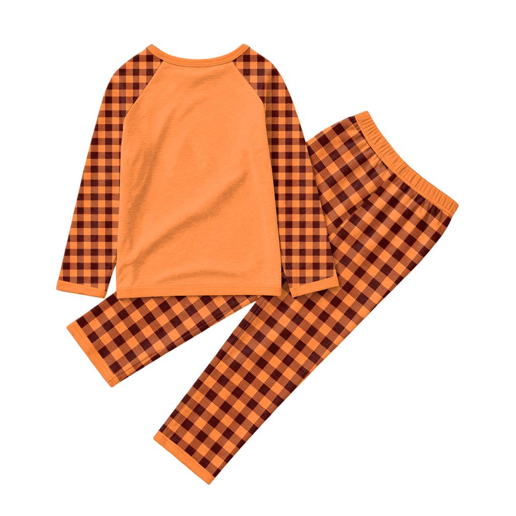 Family Matching Halloween Pajama Set with Patchwork Print - Cozy Loungewear for Parents and Kids