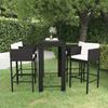 5 Pcs Garden Bar Set and Cushions Woven Resin