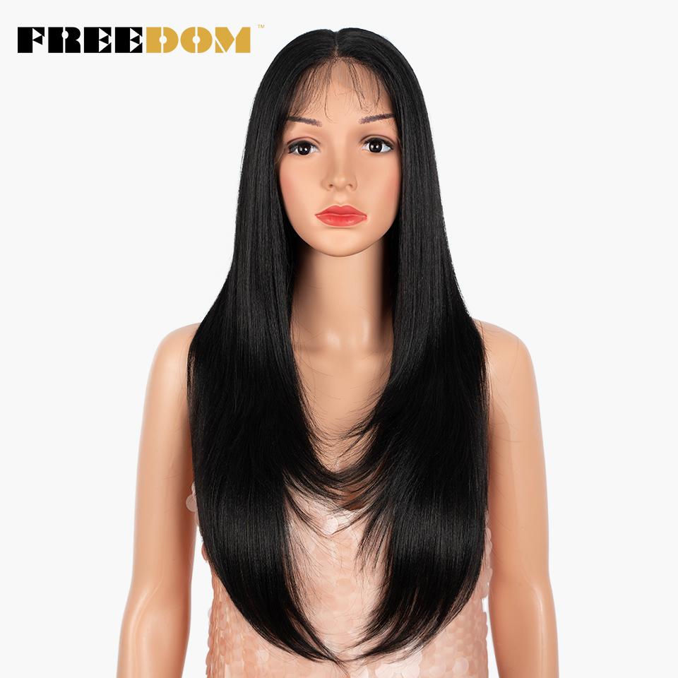 

FREEDOM Synthetic Lace Wig 26 inch Middle Part Long Straight Lace Front Wigs Ombre Pink Blonde Wigs For Black Women Cosplay Wigs (as the picture,26inches)
