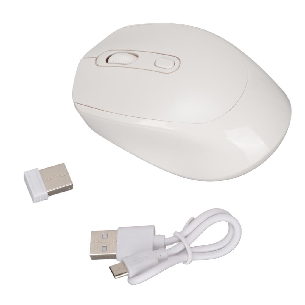 Wireless Mechanical Mouse Ergonomic Design 3 Level Adjustable DPI 1600DPI 2.4G USB Rechargeable MouseWhite