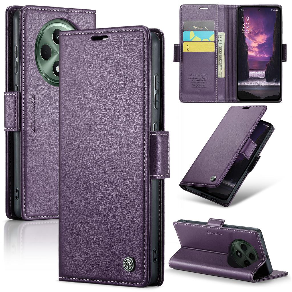 For Oppo Reno12 F 5G Leather Case CASEME 023 RFID Blocking 3 Card Slot Mobile Cover