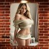 Golden Hair Beauty Metal Wall Art  xin Rustproof Iron Sign with PreDrilled Holes for Living Room Bedroom Decor