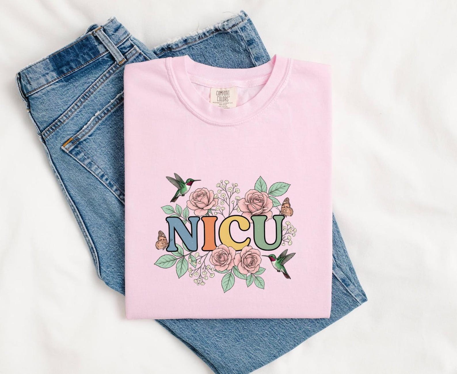 Rose Floral Graphic Shirt Nicu Nurse Healthcare Gift Women Botanical Tee Flower T-Shirt Nurse Practitioner Enthusiast Illustrative Tshirt 2XL