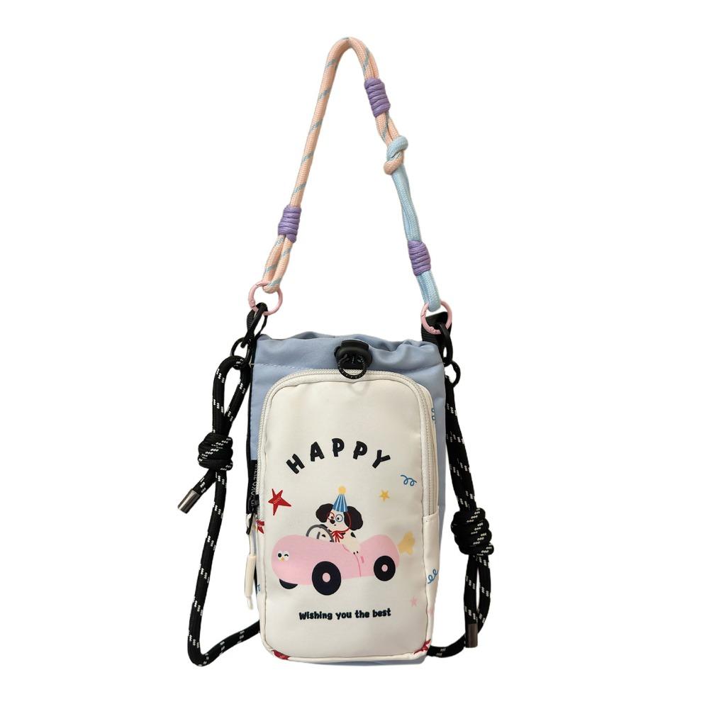 Cartoon Printed Water Bottle Bag Dopamine Style Shoulder Bag Casual Style синий