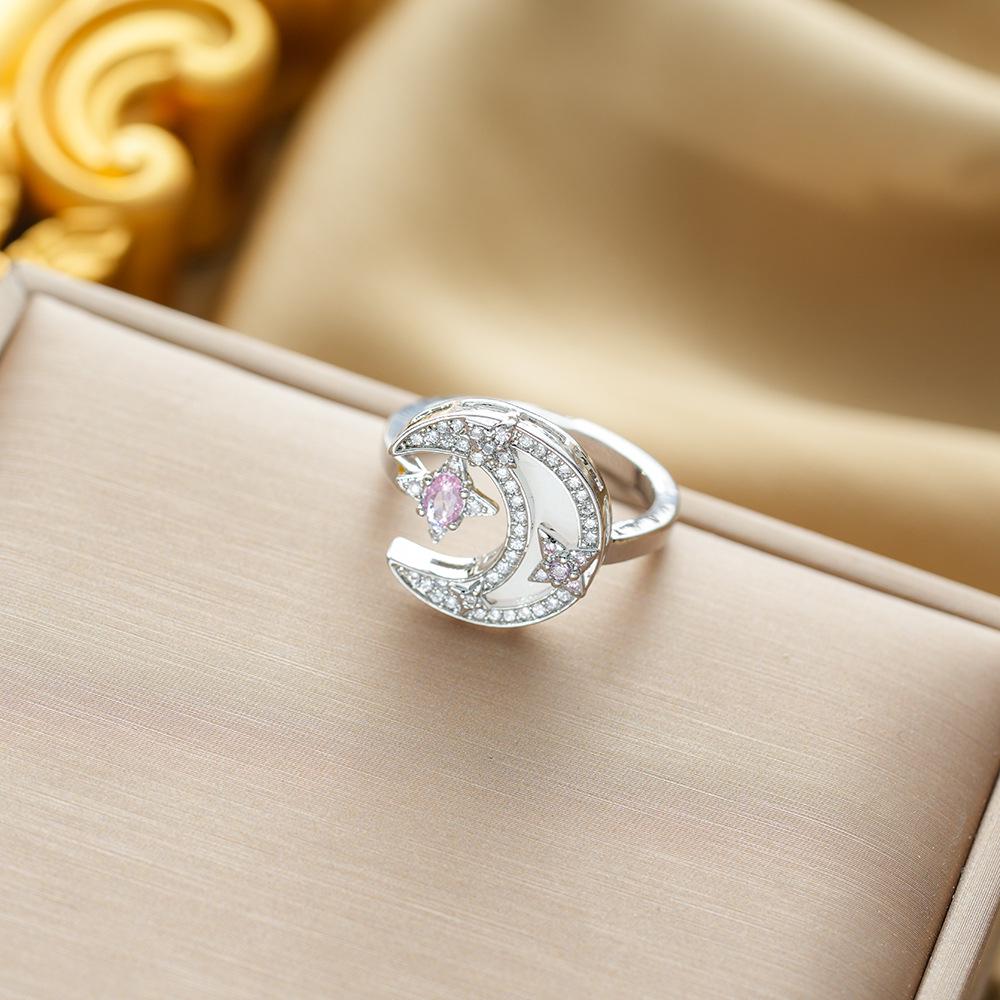 

Минималистичное кольцо с открытым цирконом, не тускнеющее, для женщин - Ретро японский и корейский дизайн