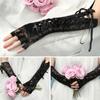 Club Fingerless Ritual Dance Long Halloween Gloves Punk Gothic Mittens Silk Ribbon Lace Gloves