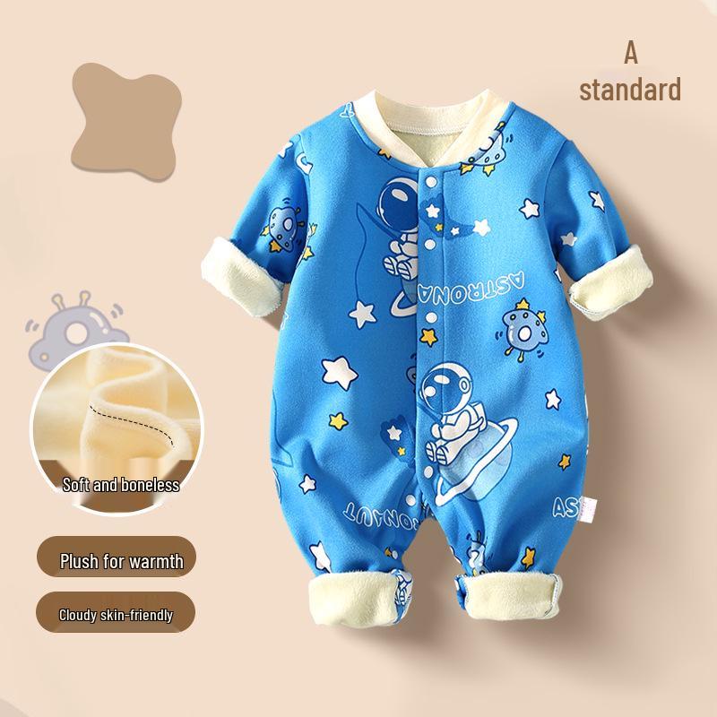 

Флисовый ромпер для новорожденных - Унисекс весенне-осенняя цельная пижама для мальчиков и девочек 80cm