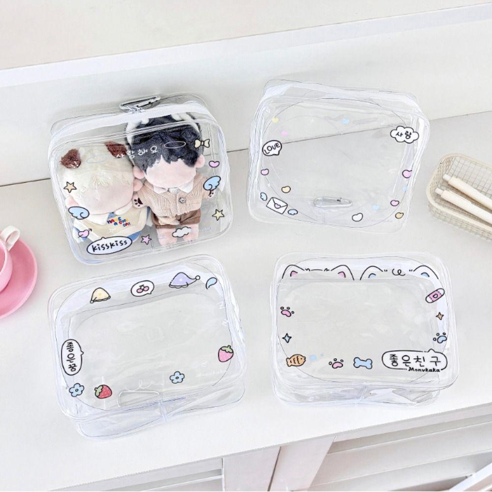 Cute Transparent Data Cable Storage Bag PVC MIni Dolls Storage Pouch Gift Colorful Dolls Outdoor Bag for 15cm Dolls