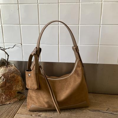 Korean Retro Pu Armpit Bag Suede Tote Bag for Women Casual Commuting Women's Large Capacity Shoulder Crossbody Bag