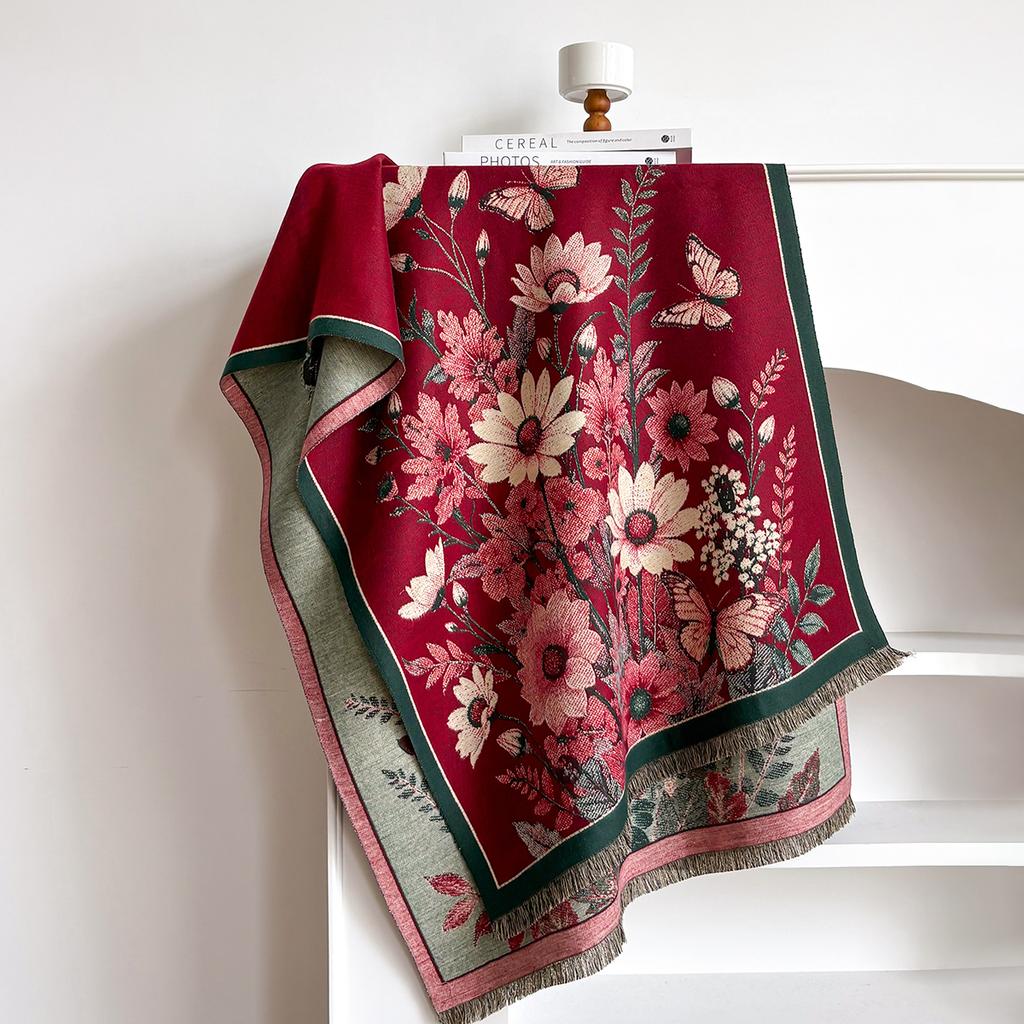 Brand Fashion Floral Winter Warm Cashmere Shawl Scarf Women Oil Painting Print Pashmina Thick Scarves Wrap Femal Poncho Echarpe