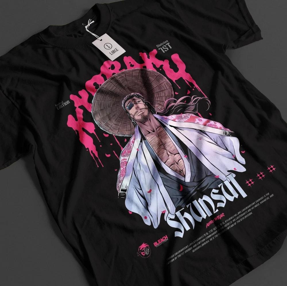 Anime Bleach Kyoraku Shunsui Graphic Black Tshirt Size S4XL S