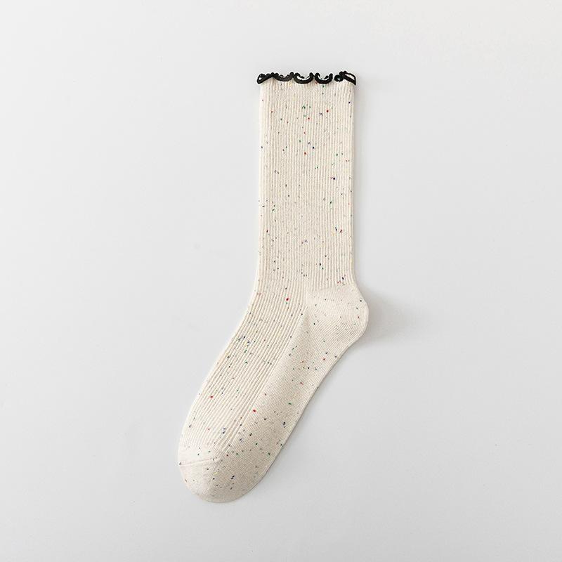 Women's Autumn New Line of Light Yarn Wood Ear Lace Everything In The Tube Pile Socks