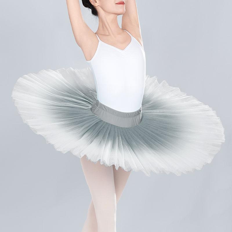 Women Ballet TUTU Skirt Gradient Dance Tutu Dress Stage Performance Tutu Ballerina Skirt 7 Layers Adult Dance Practice Skirt S серый