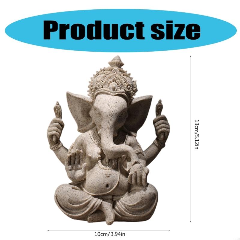62KD Handmade Sandstone Ganeshas Buddhas Elephant Statue Figurine for Home and Office Decoration