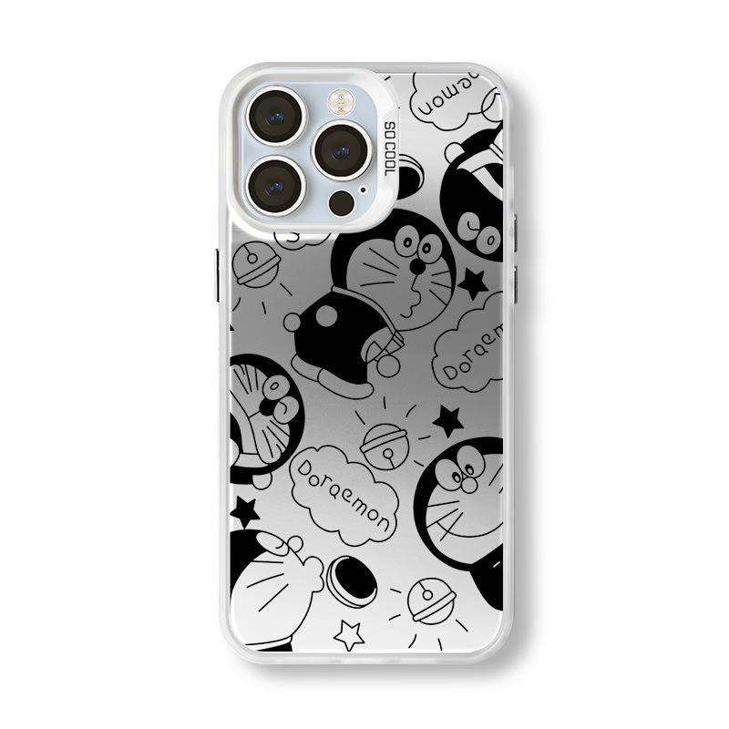 Doraemon Silver Phone Case for iPhone 17/16/15/14/13/12 Pro Max - Cross-Border Niche Collection