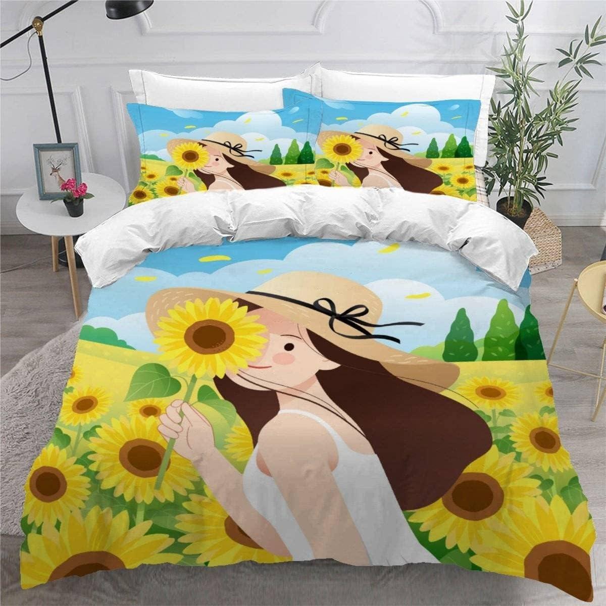 3D Printed Bed Sheets for Girls Soft Ultra Fine Fiber Cartoon Animation Mice Design Zipper Cover 90x200cm