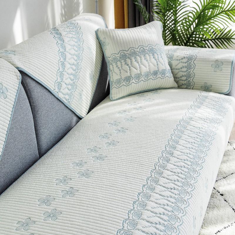 All Cotton Sofa Cushion Four Seasons Simple Cloth Fashion Pure Cotton Cushion Universal Living Room Backrest Towel Sofa Cover Full Covered