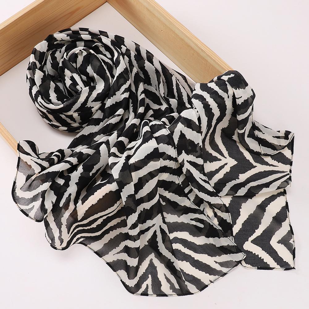 Leopard Snake Print Hijab Muslim Women Chiffon Scarf Breathable Malaysian Headscarf Wraps Shawls Tudung Bawal