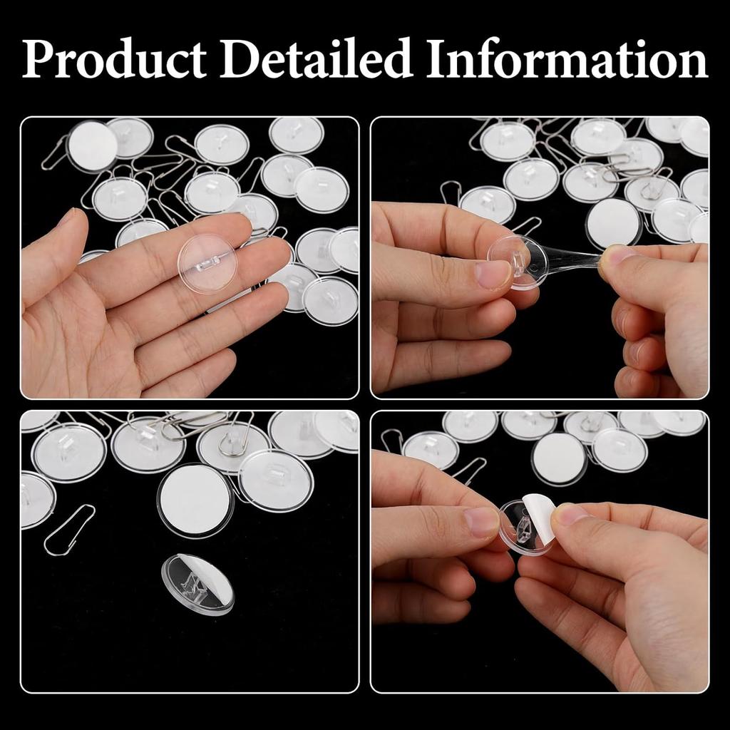 Adhesive Ceiling Hooks, 20pcs Round Self-Adhesive Ceiling Hooks Without Drilling Removable Transparent Wall Hanger for Festival Wedding Birthday