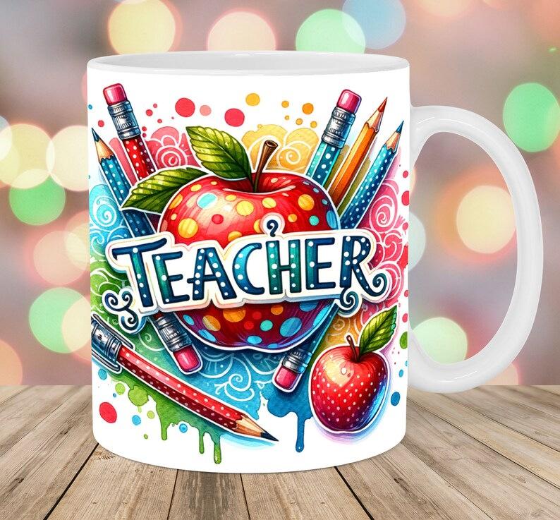 The Best Teachers Teachers' Day Ceramic Coffee Mug Sub-Book Water Cup Book Apple Pencil Gift